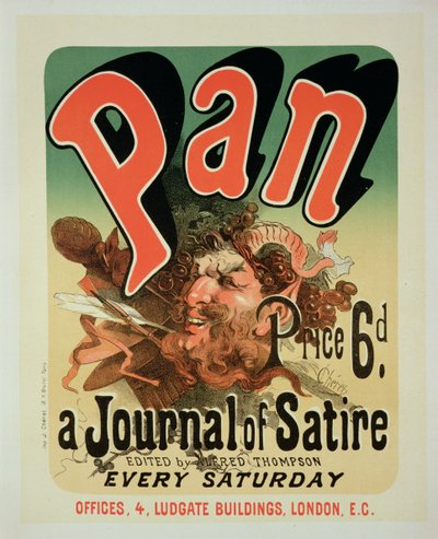 アルフレッド・トンプソン編集の風刺ジャーナル「パン」のポスターの複製 作： Jules Cheret